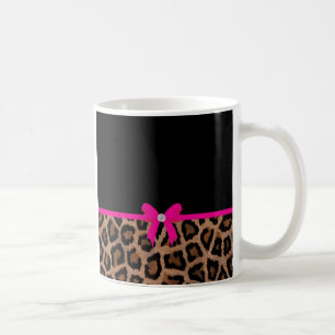 Moderiktig shock rosa- och svartLeopardpilbåge Kaffemugg