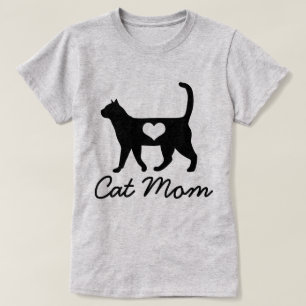 Moderiktig Silhouette & hjärta för kattmammakatt T Shirt