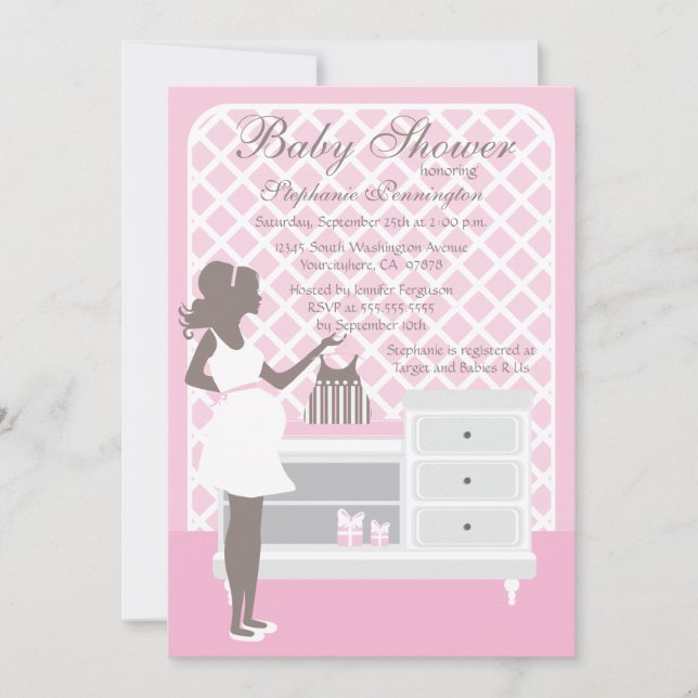 Moderiktig stilfull rosa baby inbjudningar (Framsida)