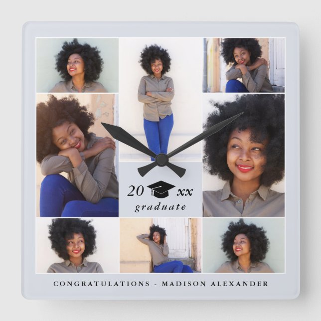 Moderiktig studentmössafotoCollage Fyrkantig Klocka (Framsida)