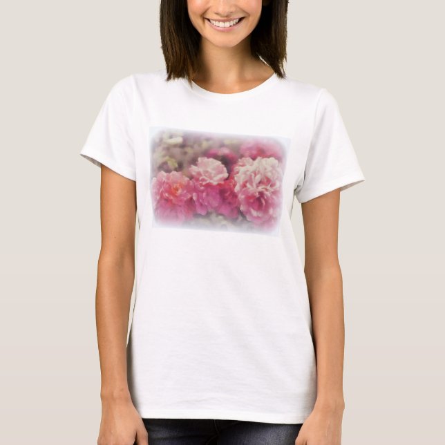 Moderiktig vitT-tröja med det målade rotrycket T Shirt (Framsida)