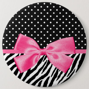Moderiktig zebra tryckpolka dots och chic rosa knapp