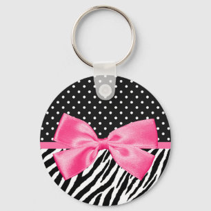 Moderiktig zebra tryckpolka dots och chic rosa nyckelring