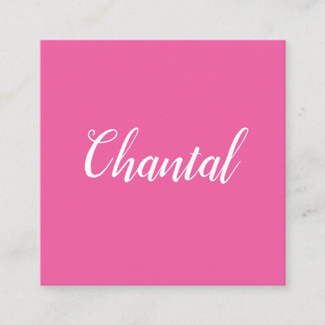 Moderiktiga handskrivna minimalist rosa fyrkantigt visitkort (Framsida)