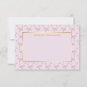 Moderiktiga rosa Flamingos och Fauxguld Tack Kort