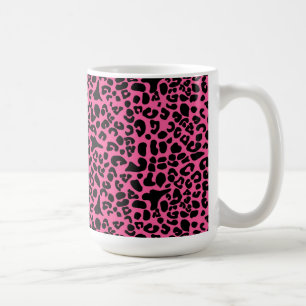 Moderiktiga shock rosa och svart modernt kaffemugg