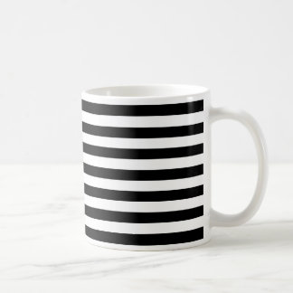 Moderiktiga svartvita breda vågrätrandar kaffemugg