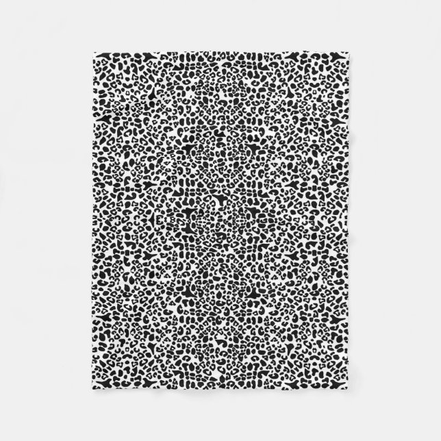 Moderiktiga svartvita fläckar för Leopardtryckdjur Fleecefilt (Framsidan)