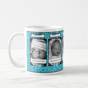 Moderiktigt foto och namn för blåttLeopardbaby Kaffemugg