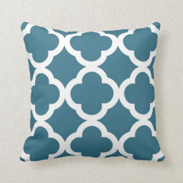 Moderiktigt klövermönster i krickablått och vit kudde