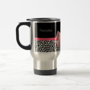 Moderiktigt Leopardtryck och rosaband med namn Resemugg