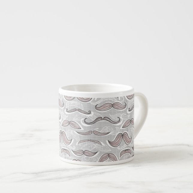 Moderiktigt mustaschmönster espressomugg (Framsida höger)