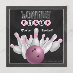 Moderiktigt rosa bowlingparty inbjudningar