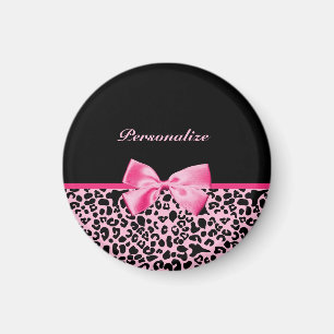 Moderiktigt rosa och svart Leopardshock rosaband Magnet