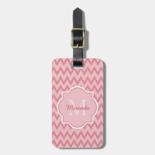 Moderiktigt rosa sparresicksacknamn och Monogram Bagagebricka