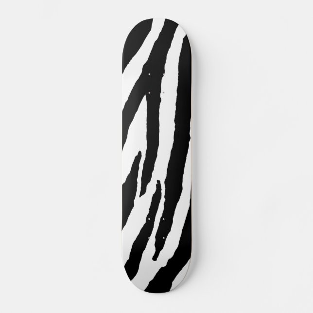 Moderiktigt svartvitt zebra mönstrad mini skateboard bräda 18,7 cm (Framsida)