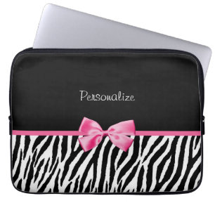 Moderiktigt svartvitt zebra tryckrosaband laptop fodral