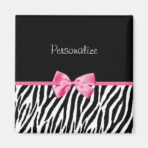 Moderiktigt svartvitt zebra tryckrosaband magnet