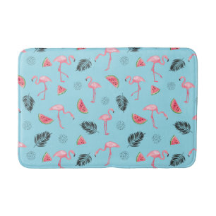 Moderiktigt tropiskt flamingo- & badrumsmatta