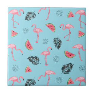 Moderiktigt tropiskt flamingo- & kakelplatta