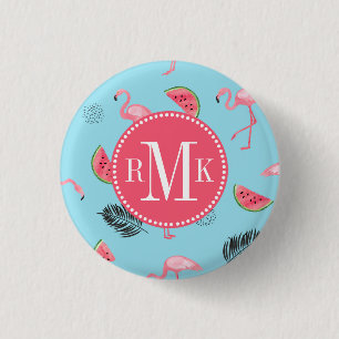 Moderiktigt tropiskt flamingo- & knapp