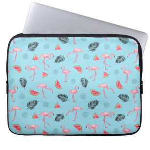 Moderiktigt tropiskt flamingo- & laptop fodral