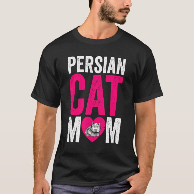 Moderkattdag kattmamma pälsförälder perserkatten  t shirt (Framsida)