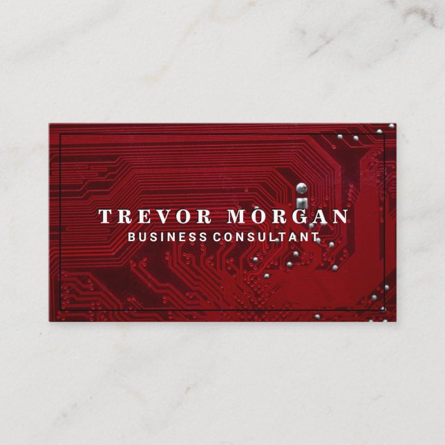 Moderkort | Red Microchip | Teknik Visitkort (Framsida)