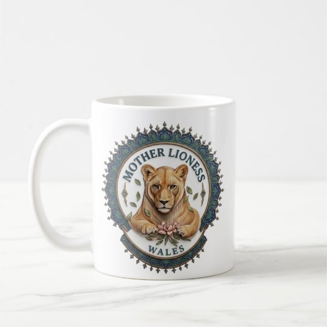Moderlejoninna. Wales Kaffe Mugg (Vänster)