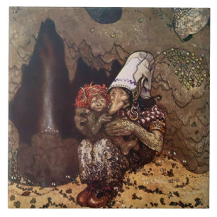 “Moderlig kärlek” av John Bauer Kakelplatta