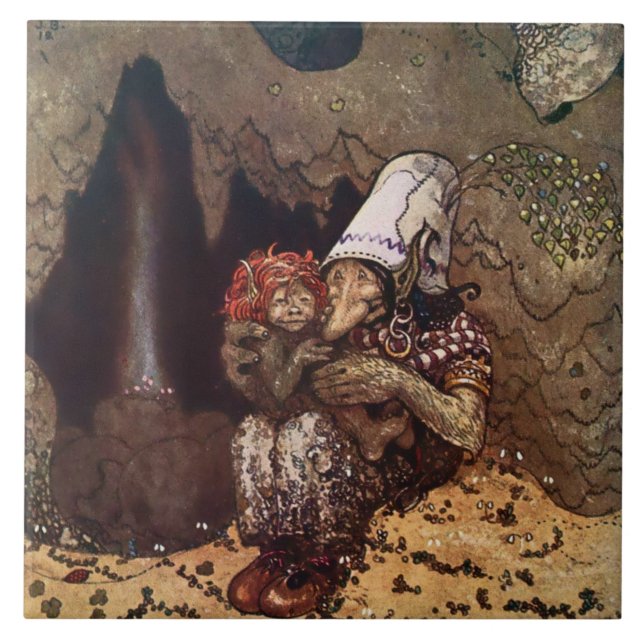 “Moderlig kärlek” av John Bauer Kakelplatta (Framsidan)
