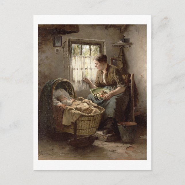 Moderlig Tillgivenhet (olja på duk) Vykort (Framsida)