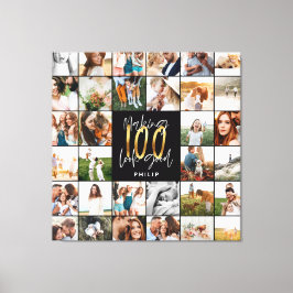 Modern 100-årsdagars multifotoskriptgåva canvastryck