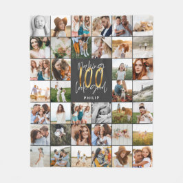 Modern 100-årsdagars multifotoskriptgåva fleecefilt