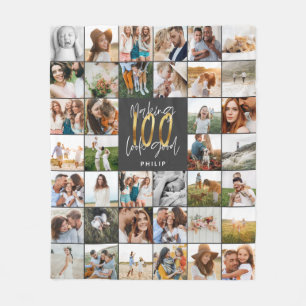 Modern 100-årsdagars multifotoskriptgåva fleecefilt