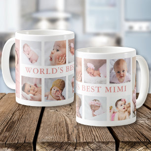 Modern 10 Fotos Kollage Rosa Världens Bästa Mimi Kaffemugg