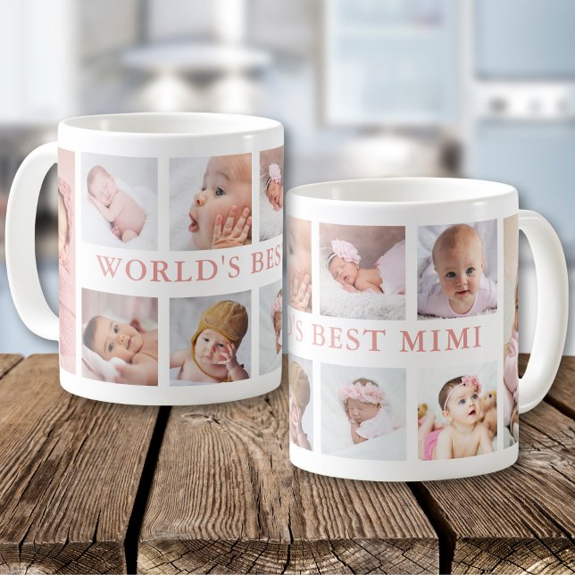 Modern 10 Fotos Kollage Rosa Världens Bästa Mimi Kaffemugg (Skapare uppladdad)
