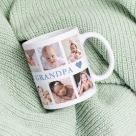 Modern 12 Photo Collage Blue World's Best Grandpa Kaffemugg