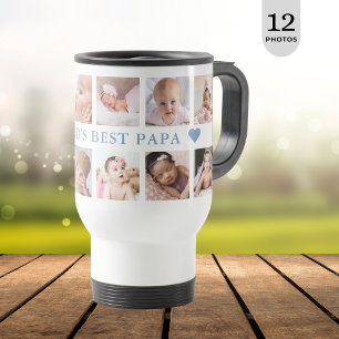 Modern 12 Photo Collage Blue World's Best Pappa Resemugg