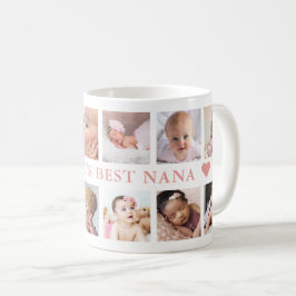 Modern 12 Photo Collage Rosa World's Best Nana  Kaffemugg