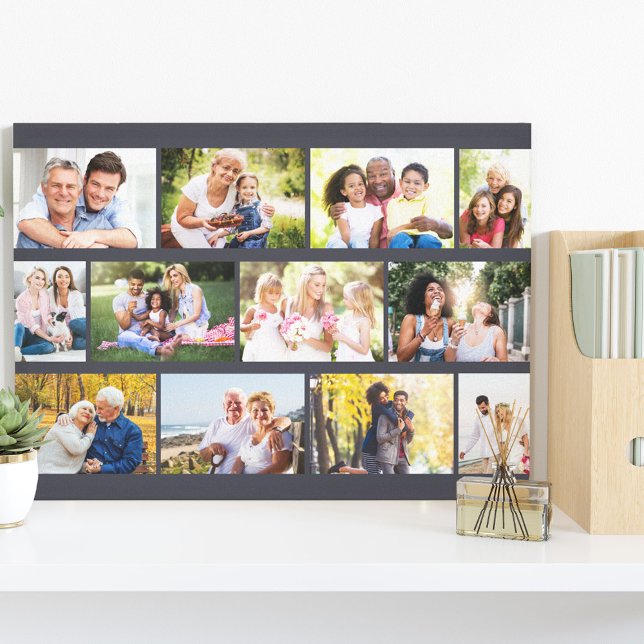Modern 12 Photo Masonry Grid Grått Stretched Canva Canvastryck (Skapare uppladdad)