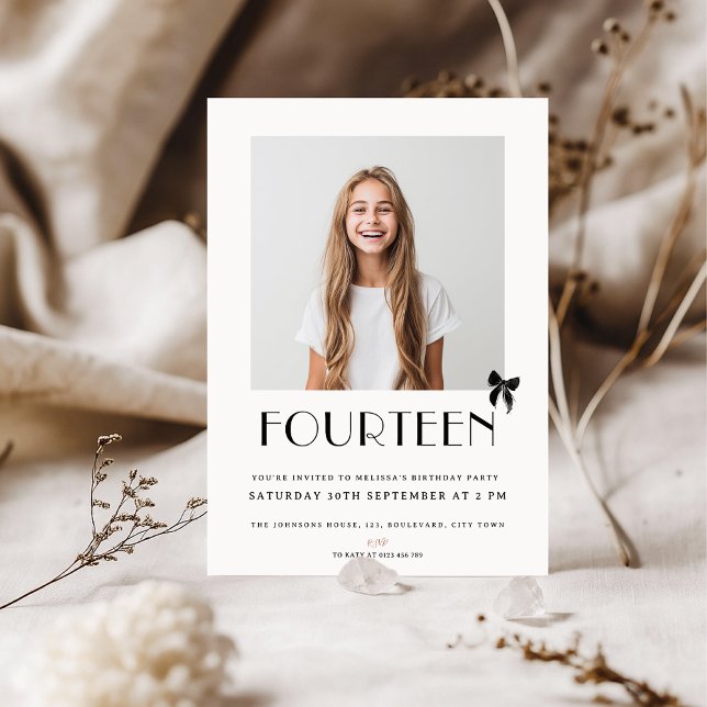 Modern 14-års tonåring Foto Fjorton Födelsedagsfir Inbjudningar (Skapare uppladdad)
