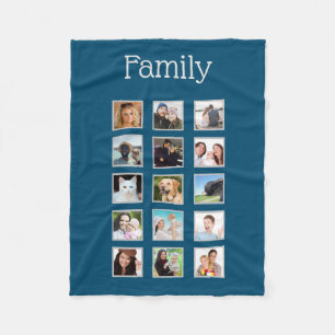 Modern 15 Photo Collage Family Bilder Fleecefilt