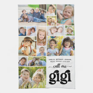 Modern 15 Photo Collage Namn Kalla mig Gigi Kökshandduk