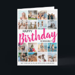 Modern 16-foto | Grattis på födelsedagen i åldern Kort<br><div class="desc">Ha roligt att skapa ditt eget fotosamlingskort med hjälp av den här moderna Grattis på födelsedagen-kortmallen. Med en fotokollage på 16 kvadratbilder som lätt kan hämtas från din mobila dator eller dator. Anpassa genom att anpassa namn och meddelandet. Textteckensnittet färg kan ändras till valfritt färg genom att klicka på knappen...</div>