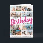 Modern 16-foto | Grattis på födelsedagen i åldern Kort<br><div class="desc">Ha roligt att skapa ditt eget fotosamlingskort med hjälp av den här moderna Grattis på födelsedagen-kortmallen. Med en fotokollage på 16 kvadratbilder som lätt kan hämtas från din mobila dator eller dator. Anpassa genom att anpassa namn och meddelandet. Textteckensnittet färg kan ändras till valfritt färg genom att klicka på knappen...</div>