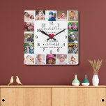 Modern 16 Photo Collage Ram Grandchildren Quote Fyrkantig Klocka<br><div class="desc">Fotokollage klocka med ett sentimentalt barnbarn - "Farbarn fyller en ställe i våra hjärtan,  vi visste aldrig att den var tom."
Anpassa med foton från barnbarn och namn så att det blir en minnesvärd keepsaké för morföräldrar.</div>
