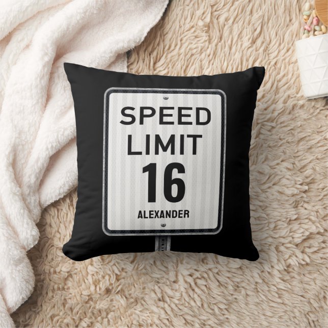 Modern 16th Birthday Speed Sign Kudde (Filt)