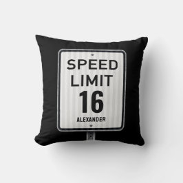Modern 16th Birthday Speed Sign Kudde
