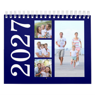 Modern 17 bilder typografi marinblå 2027 kalender